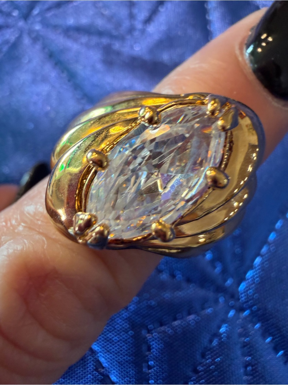 Park Lane Gold-Tone Marquise Statement Ring – Size 6